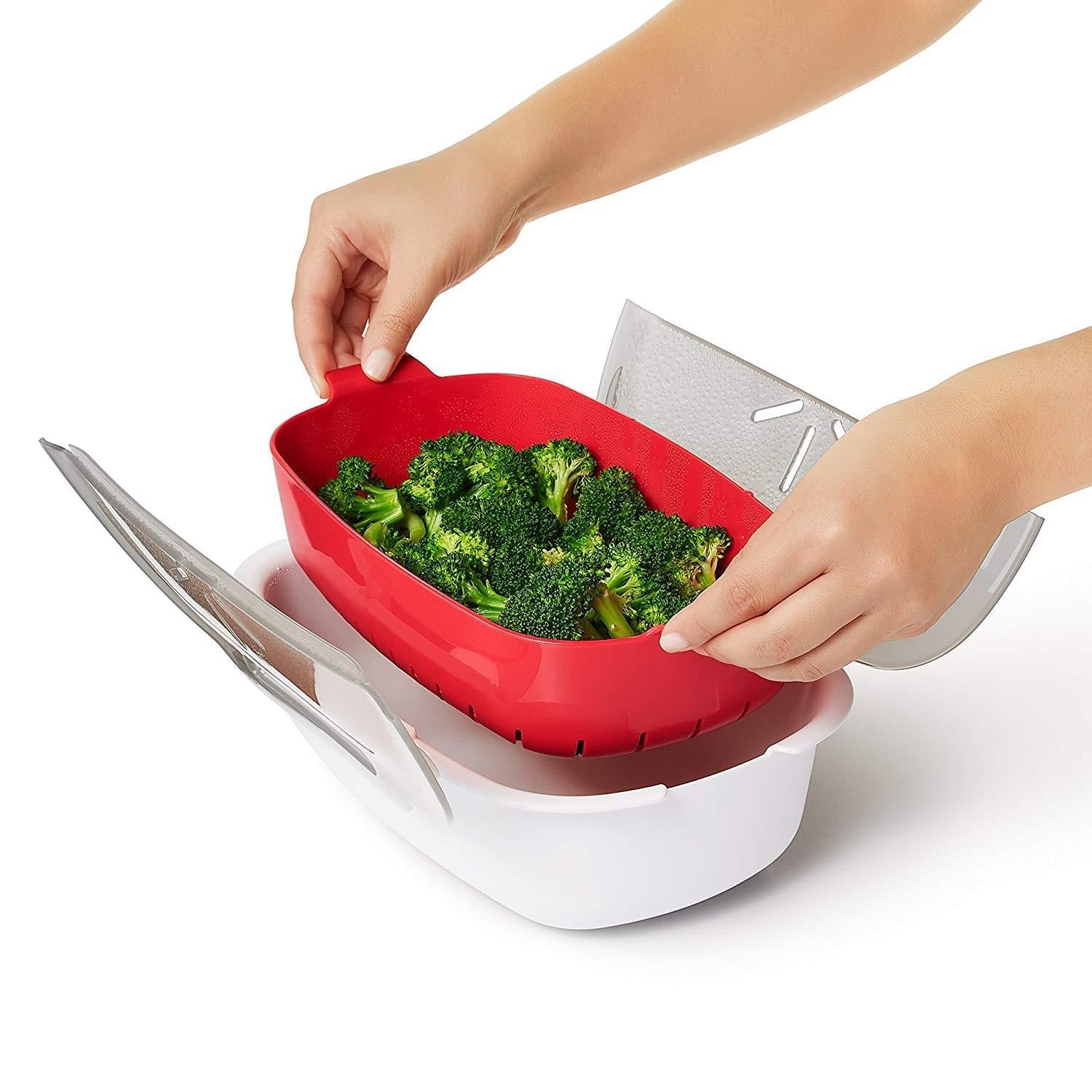 Microwave Oven Steamer - Red