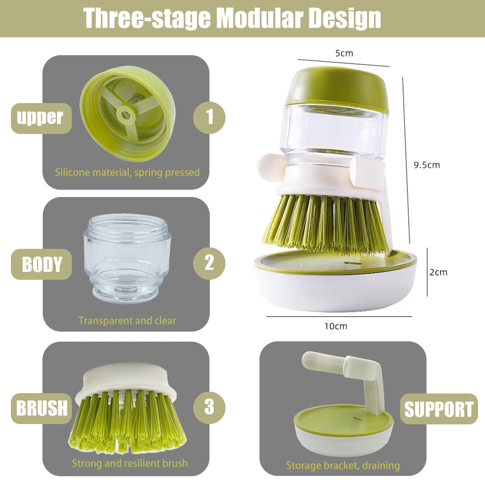 Soap Dispensing Dish & Pot Brush with Stand
