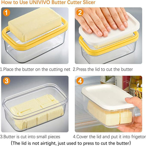 Butter Slicer Cutter, Stick Butter Container Dish with Lid